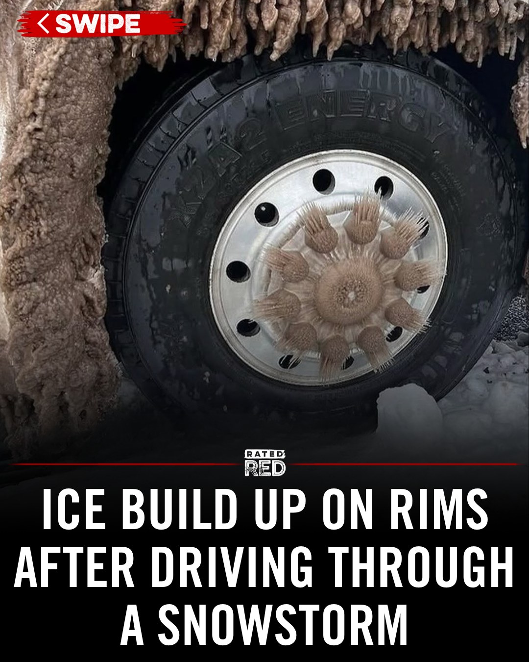 Rated Red - Ice forming on wheels and rims after driving... | Facebook