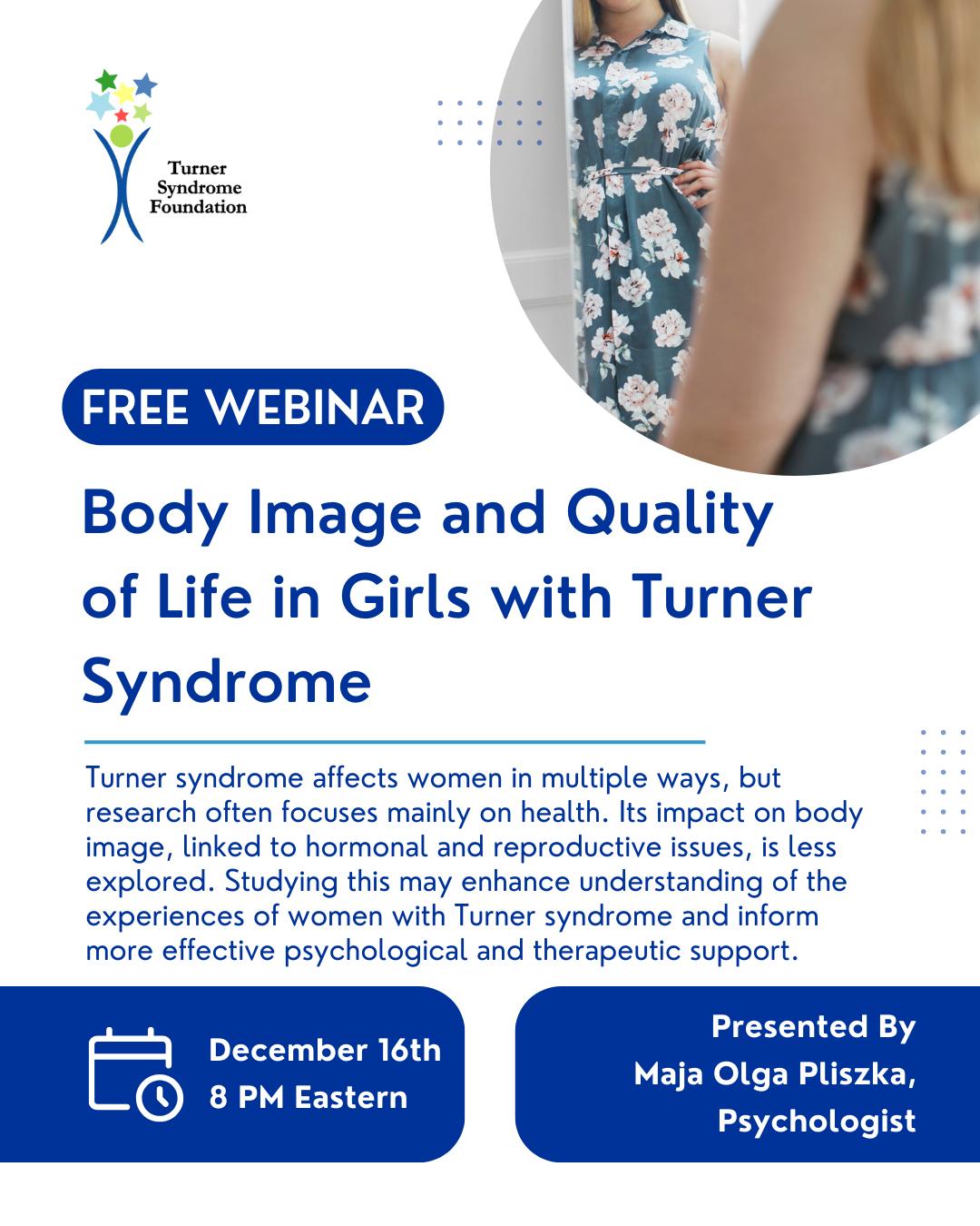 Turner - 🌟 FREE WEBINAR: Body Image & Quality of Life in Girls with ...