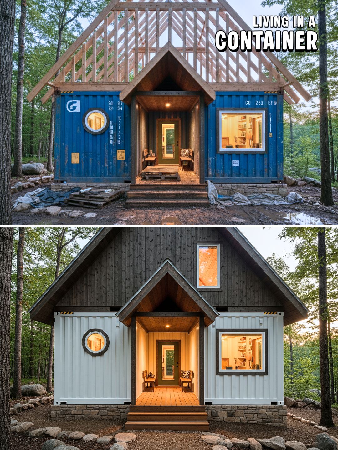 Living - This isn't just a container... it's a cozy woodland CABIN! The ...
