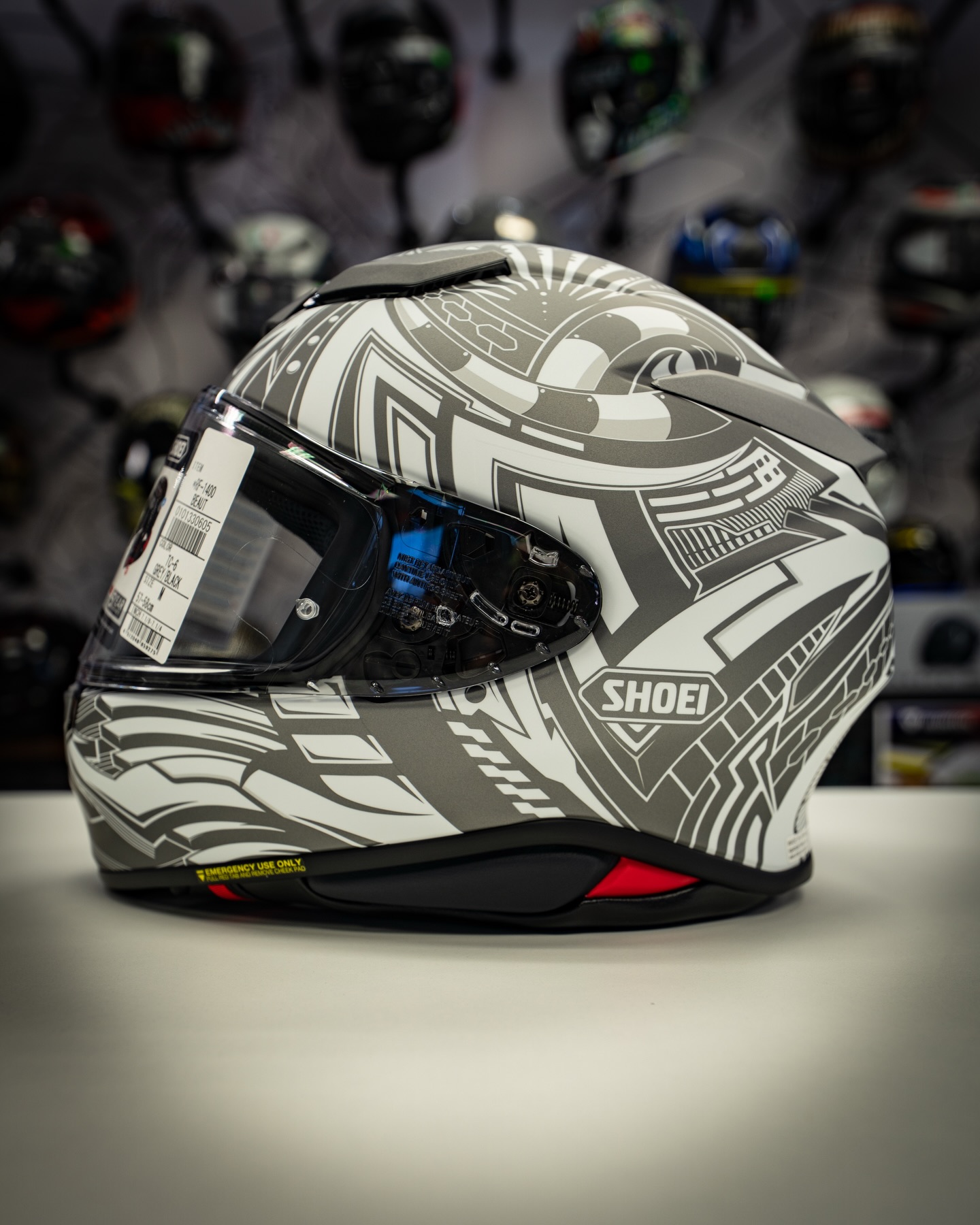 shoei graphic helmets RF-1400  SpazCycle Exceeding DOT and SNELL standards and featuring the Emergency Quick Release System (EQRS) Shoei RF-1400 Yagyo Helmet -