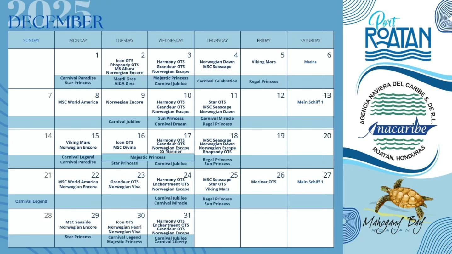Roatan Travel Tips & Info | **Cruise Ship Schedule for December 2025 ...