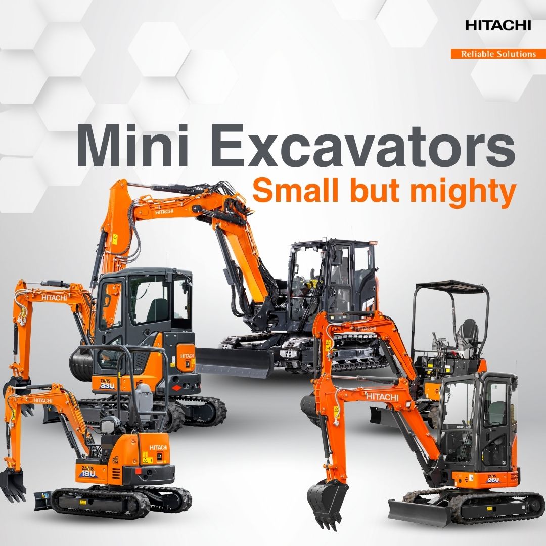 Compact Size. Huge Performance 🙌 Hitachi Mini Excavators deliver