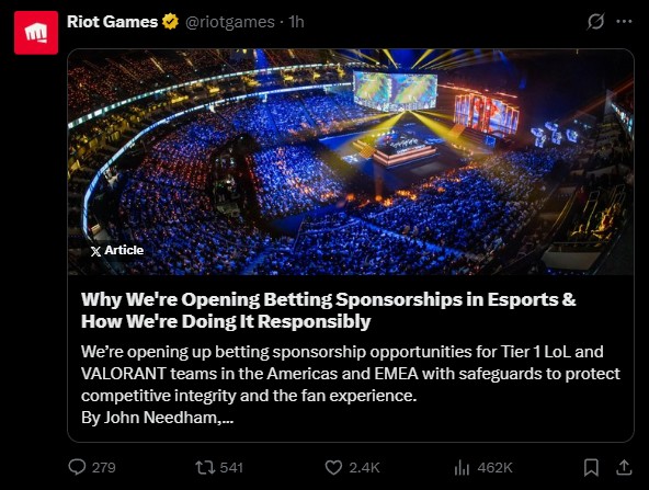 GianSanity - Riot will soon allow B3t Sponsors to help maintain a long ...