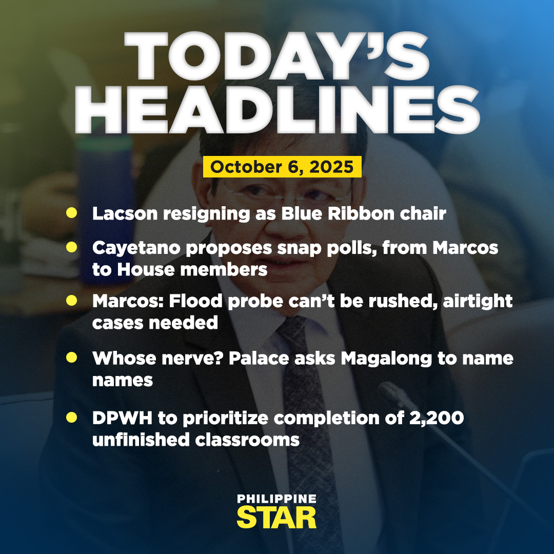 Philippine Star - TODAY’S HEADLINES (Monday, October 6,... | Facebook