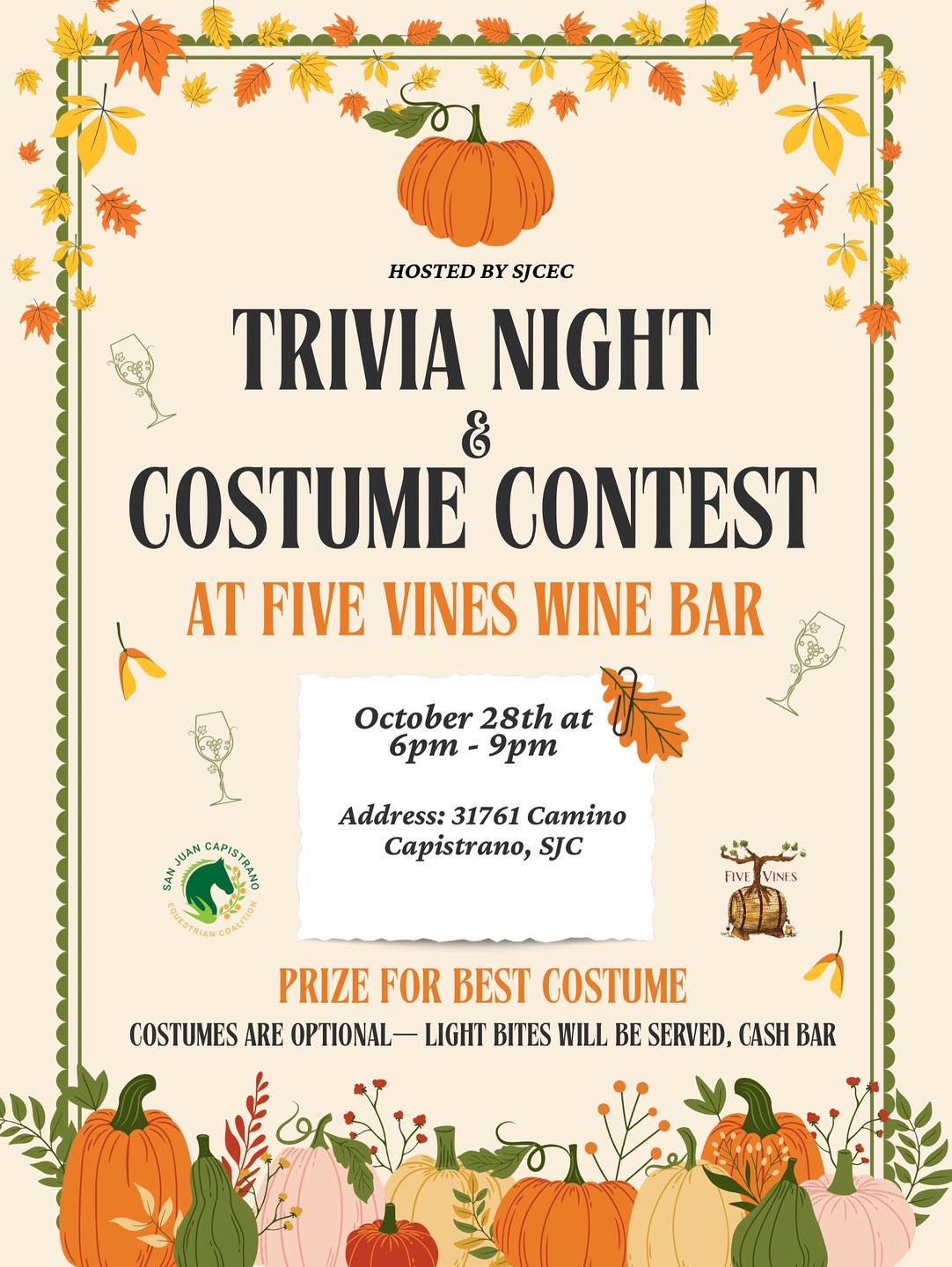 San - 🎃🍷 Trivia Night & Costume Contest at Five Vines Wine Bar! 🍷🎃 Get ...