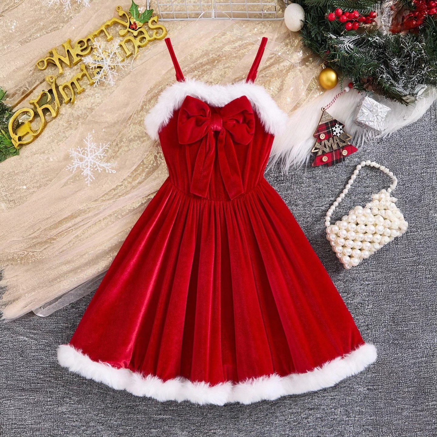 Mini Miss Claus Toddler Girl Christmas Dress