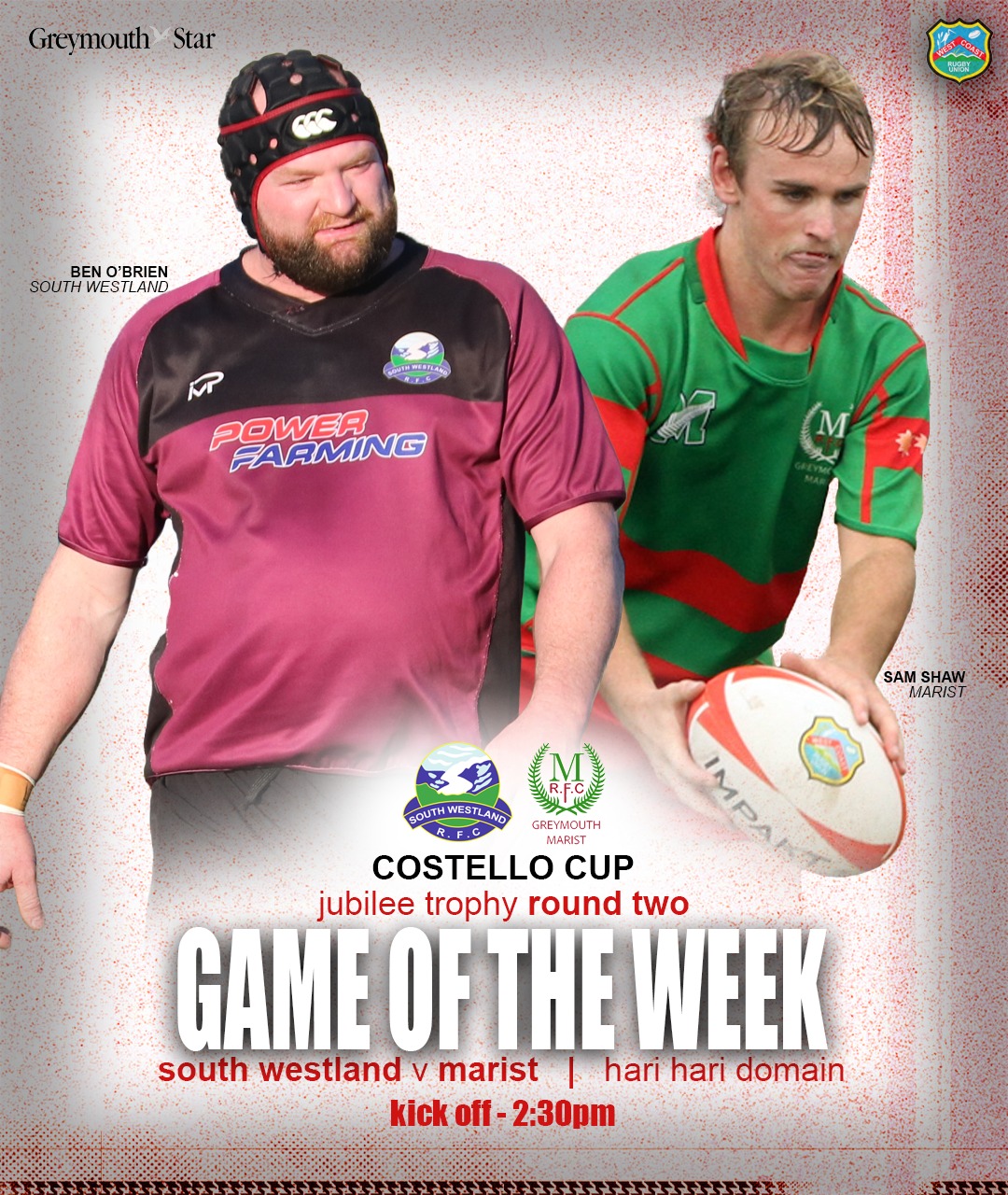 West - We've teamed up with the Greymouth Star to cover our great game ...