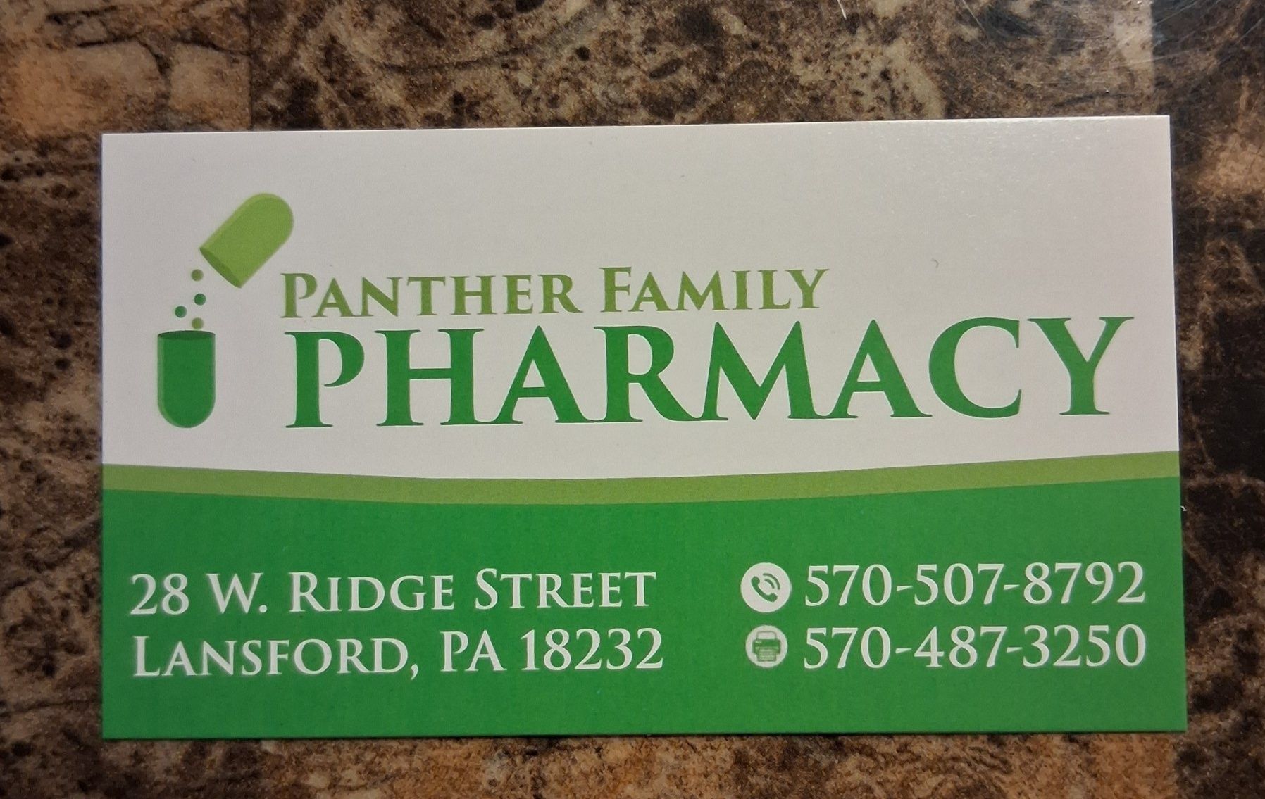 Come visit us at Panther Creek Pharmacy! We're located right across the street from ETA Insurance Group & Lengyel's Restaurant! We offer fast friendly personal service, free delivery, free glucose monitors, and