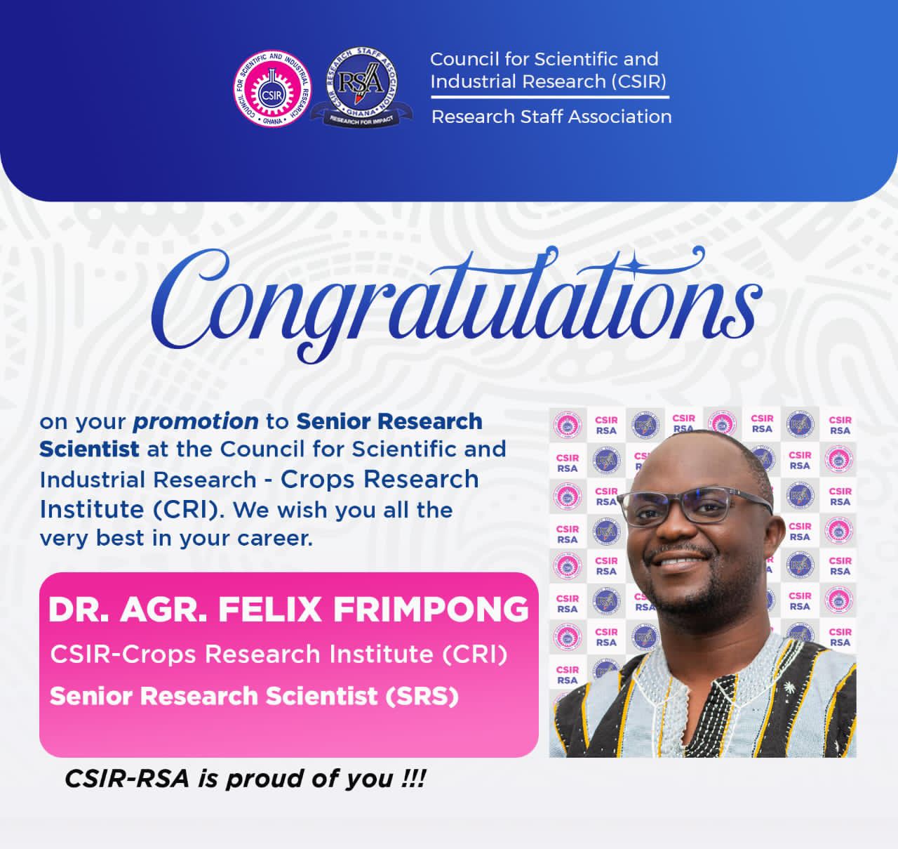 Congratulations, Dr.... - CSIR - CROPS RESEARCH INSTITUTE | Facebook