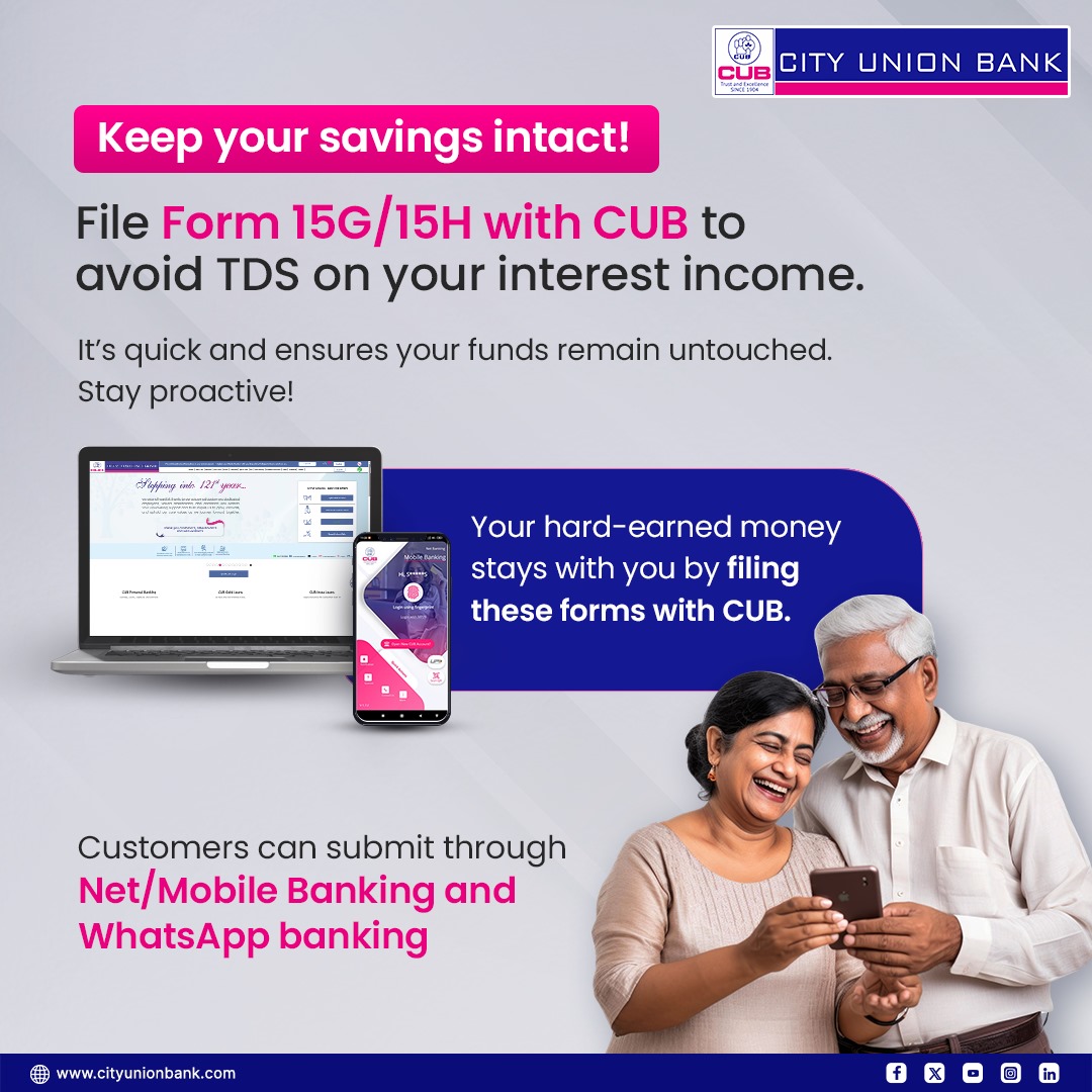Cityunionbank - Submit Form 15G/H easily through CUB's... | Facebook