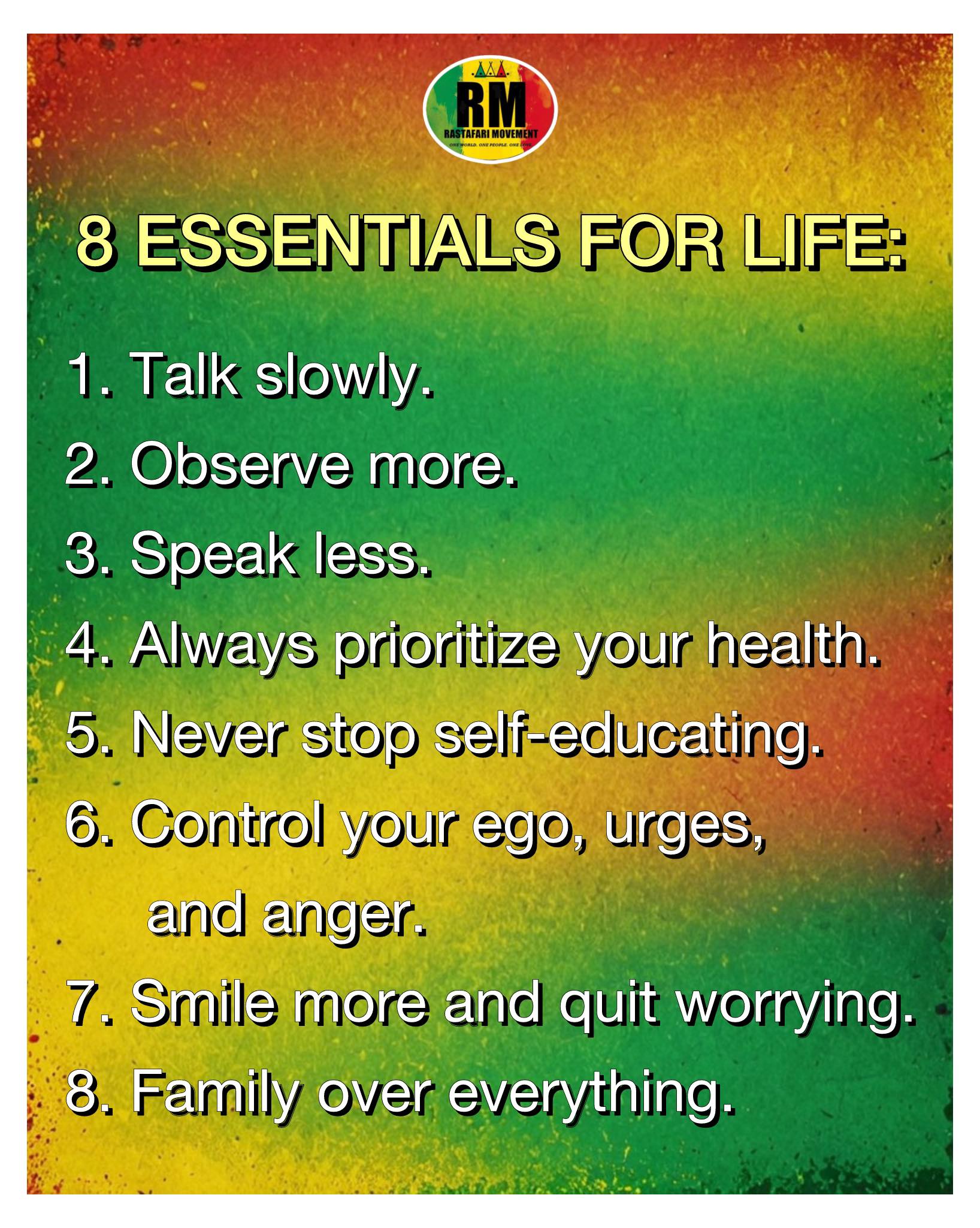 8 ESSENTIALS FOR LIFE: 1. Talk... - Rastafari Movement | Facebook