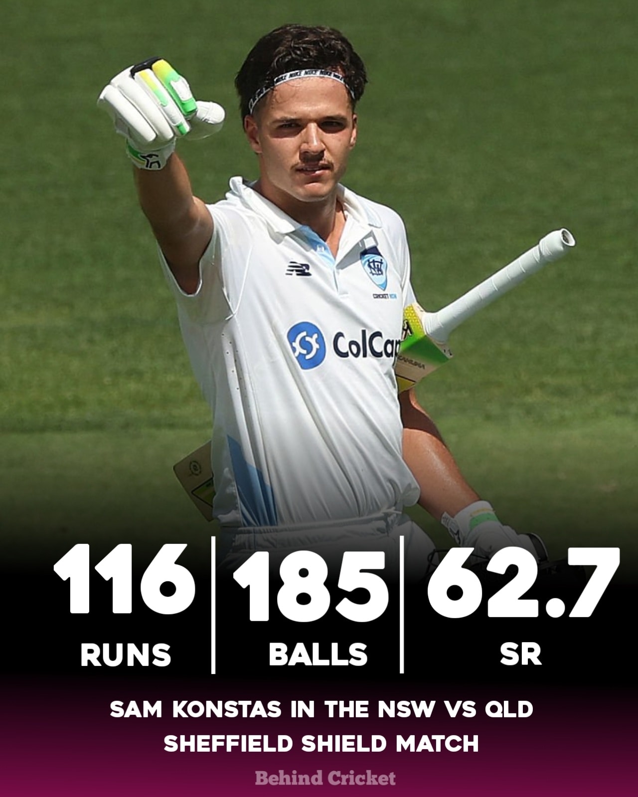 Behind Cricket - A crucial 116 (185) for Sam Konstas in... | Facebook