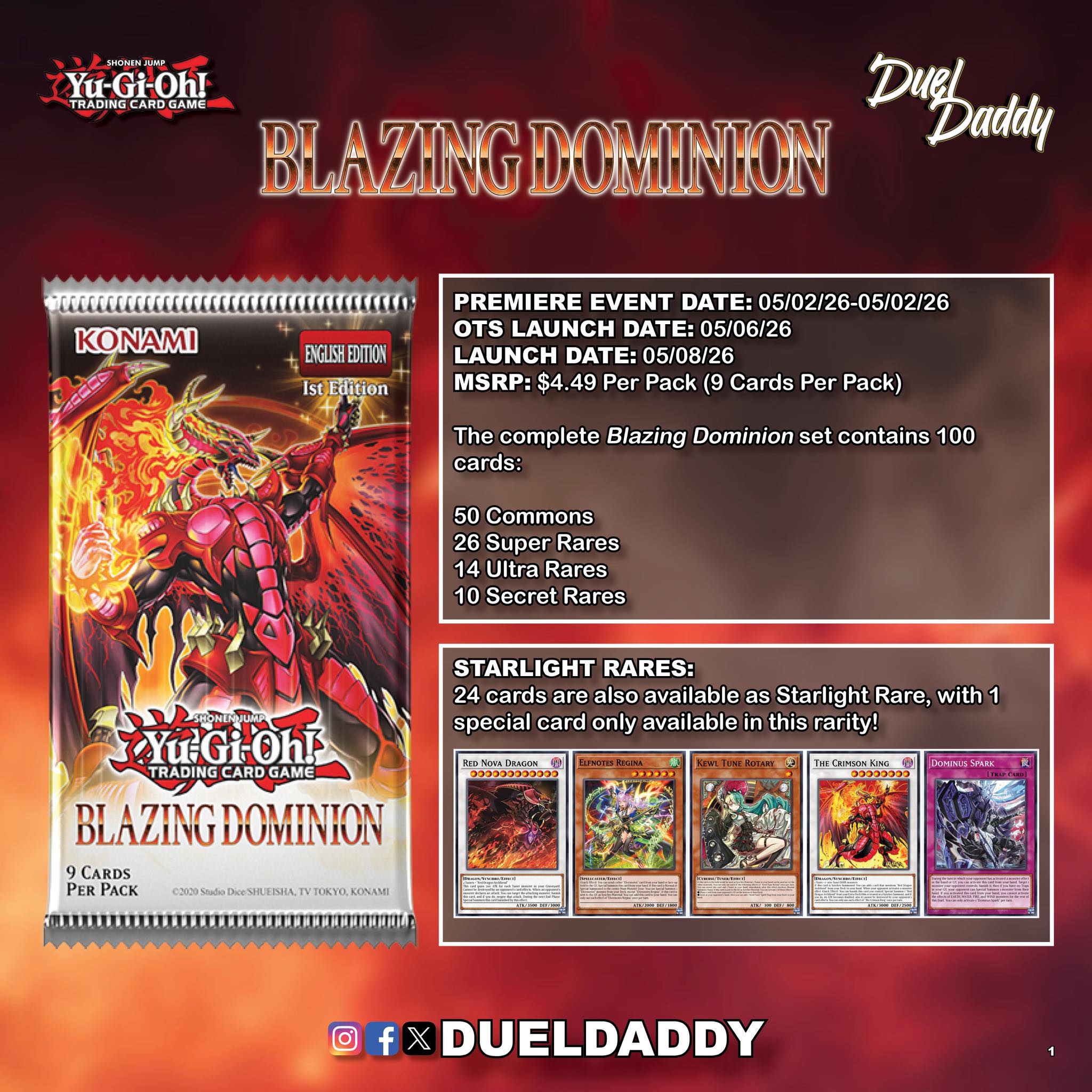 Yu-Gi-Oh Blazing Dominion set list and details