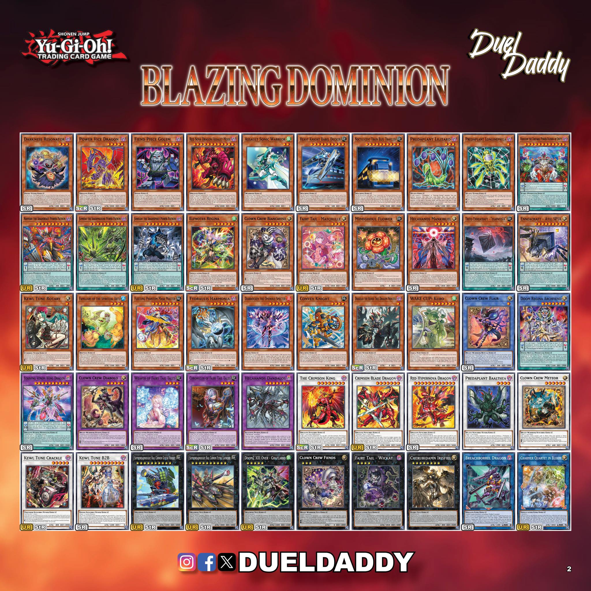 Yu-Gi-Oh Blazing Dominion set list and details