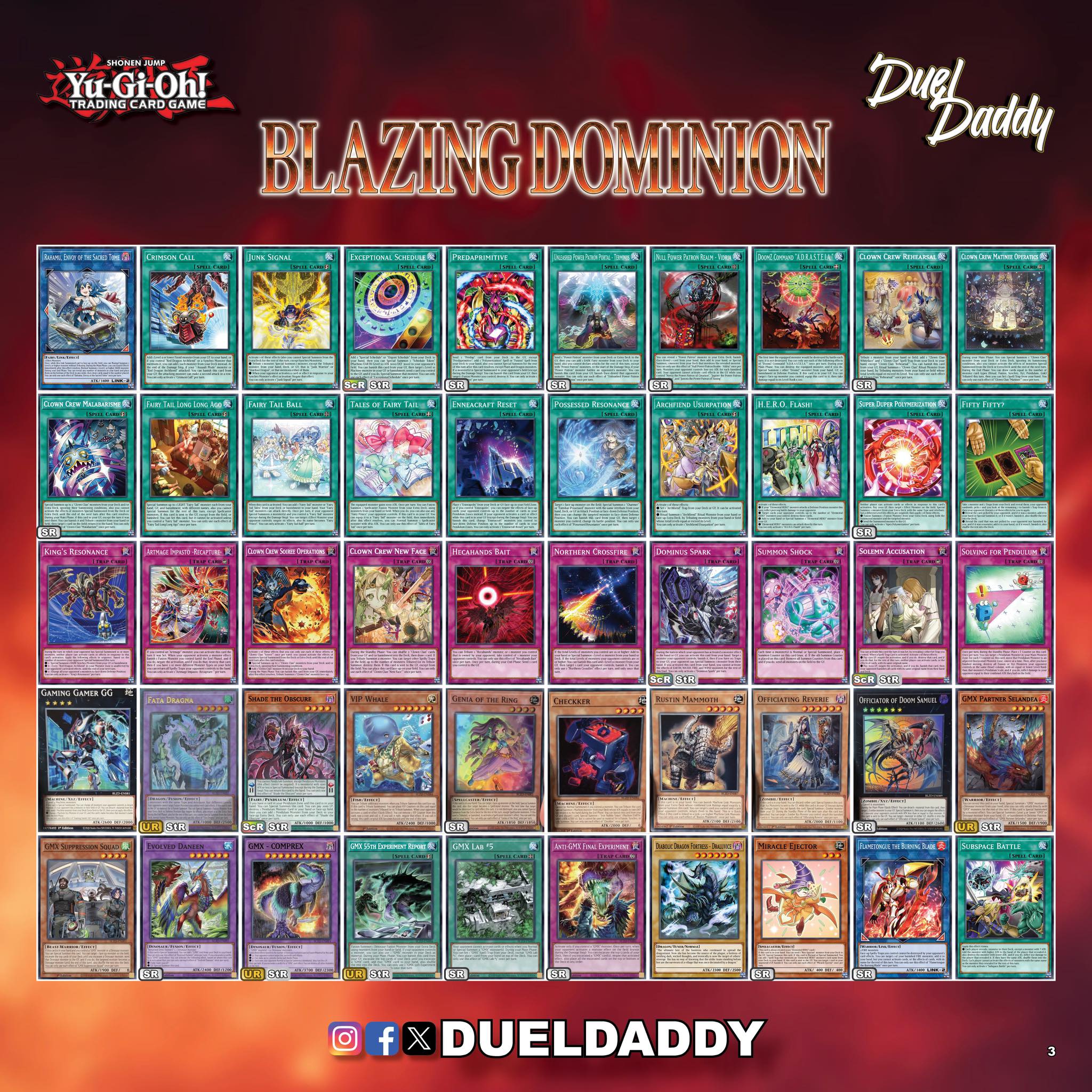 Yu-Gi-Oh Blazing Dominion set list and details