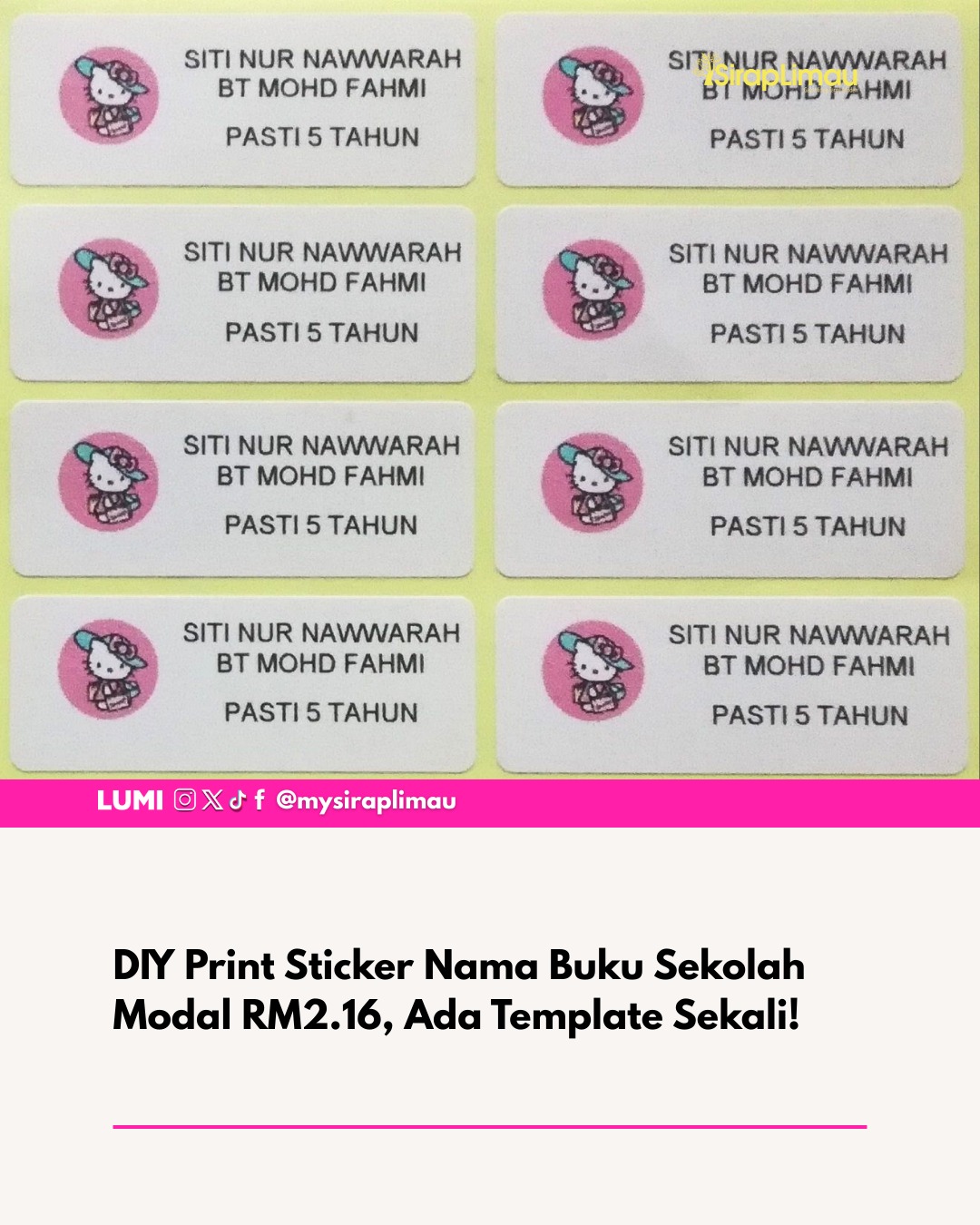 Sirap - Sebelum masuk sesi persekolahan baharu, bolehlah mak ayah label ...