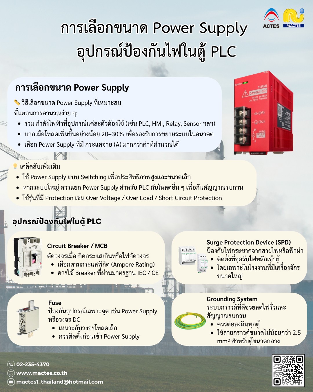 ActesGroup - 🔧 การเลือก Power Supply และอุปกรณ์ป้องกันไฟในตู้ PLC ⚡ ...