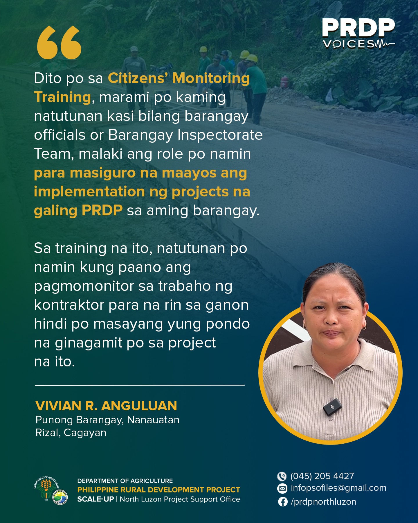 PRDP - #PRDPVoices | For Barangay Captain Vivian R. Anguluan of Brgy ...