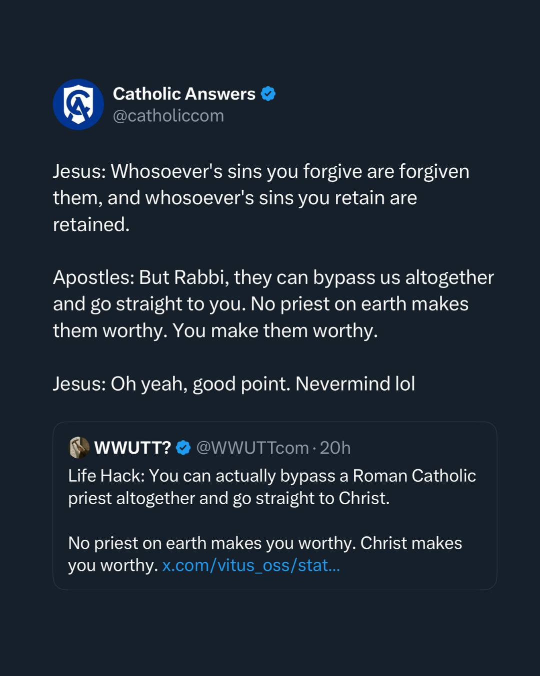 Catholic - John’s gospel describes Jesus appearing to the disciples ...
