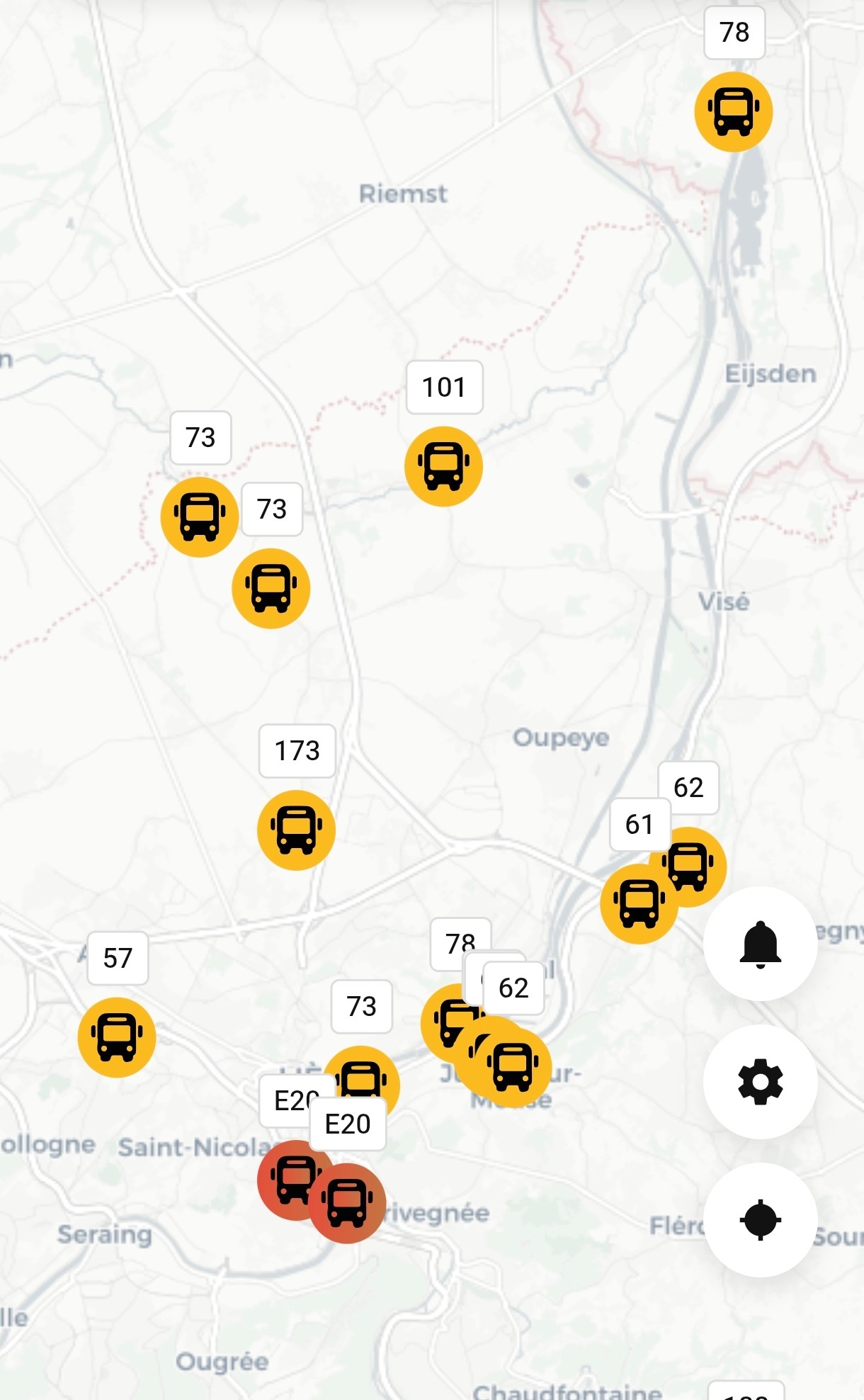 INFO - Voici les bus qui sont actuellement de sortie sur Liège et ...