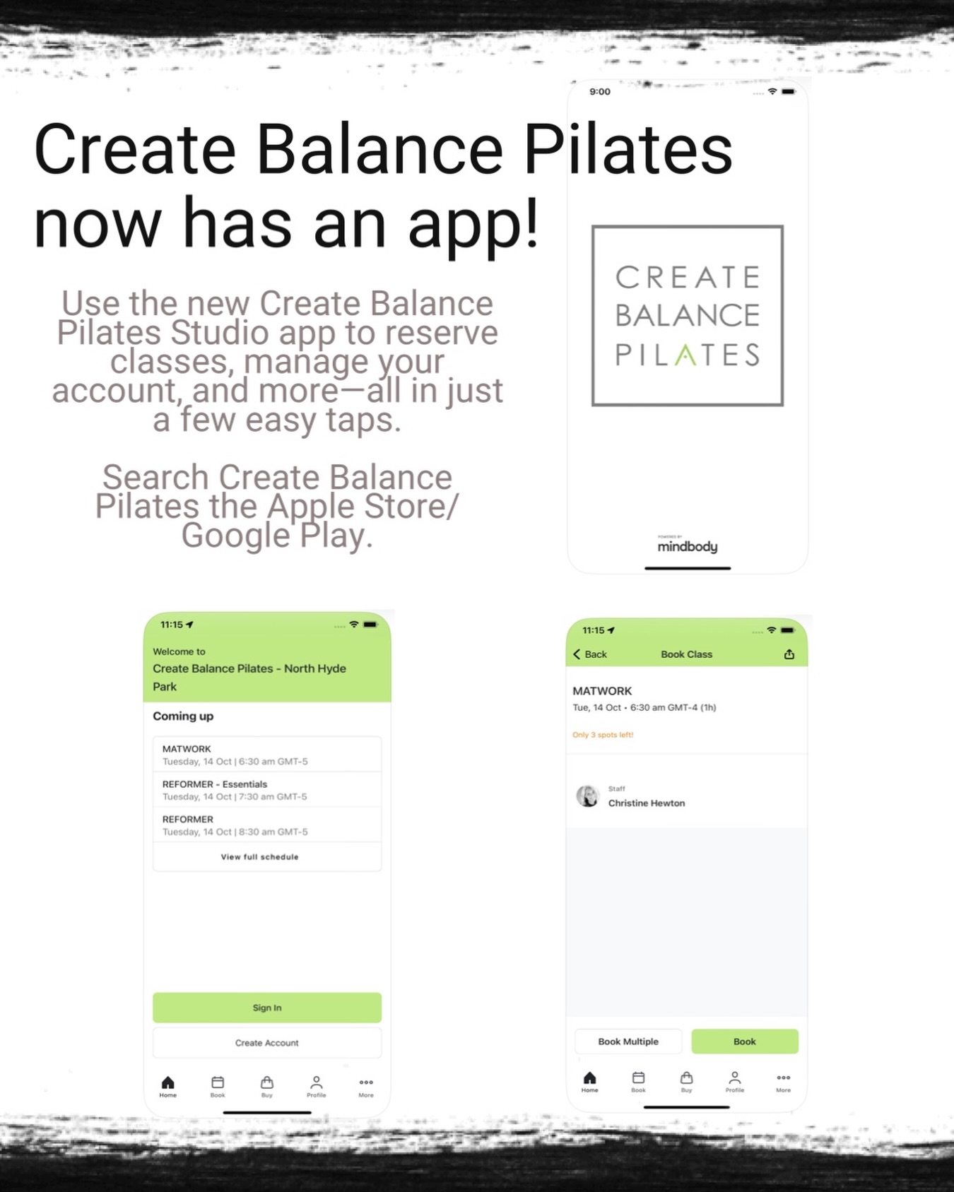 Create - Create Balance Pilates Studio now has an app! Booking your ...