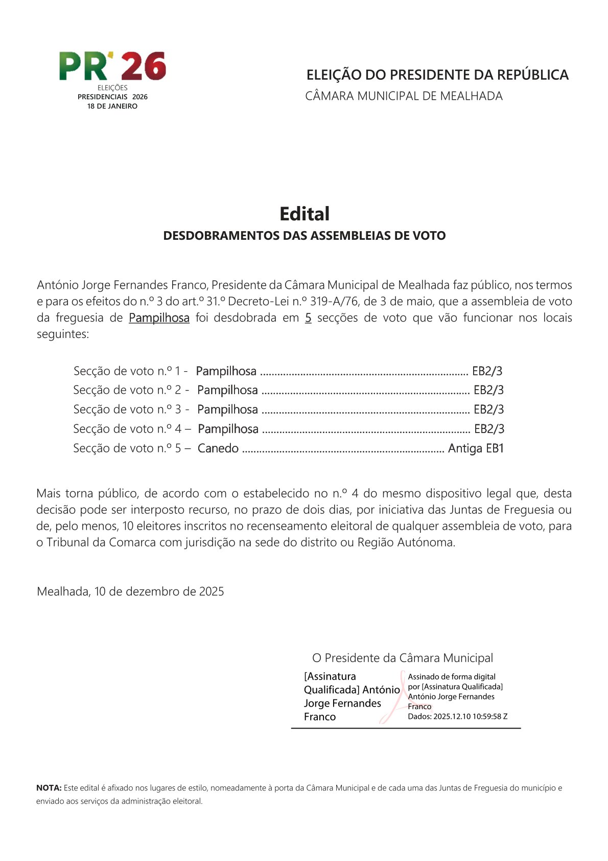 Junta - 📢 Eleições Presidenciais 2026 Informamos que a assembleia de ...