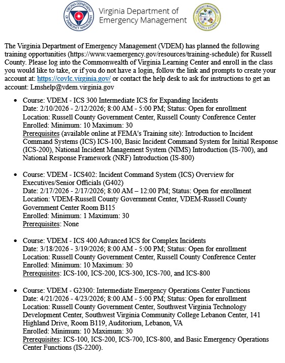 Russell County, Virginia, Emergency Management