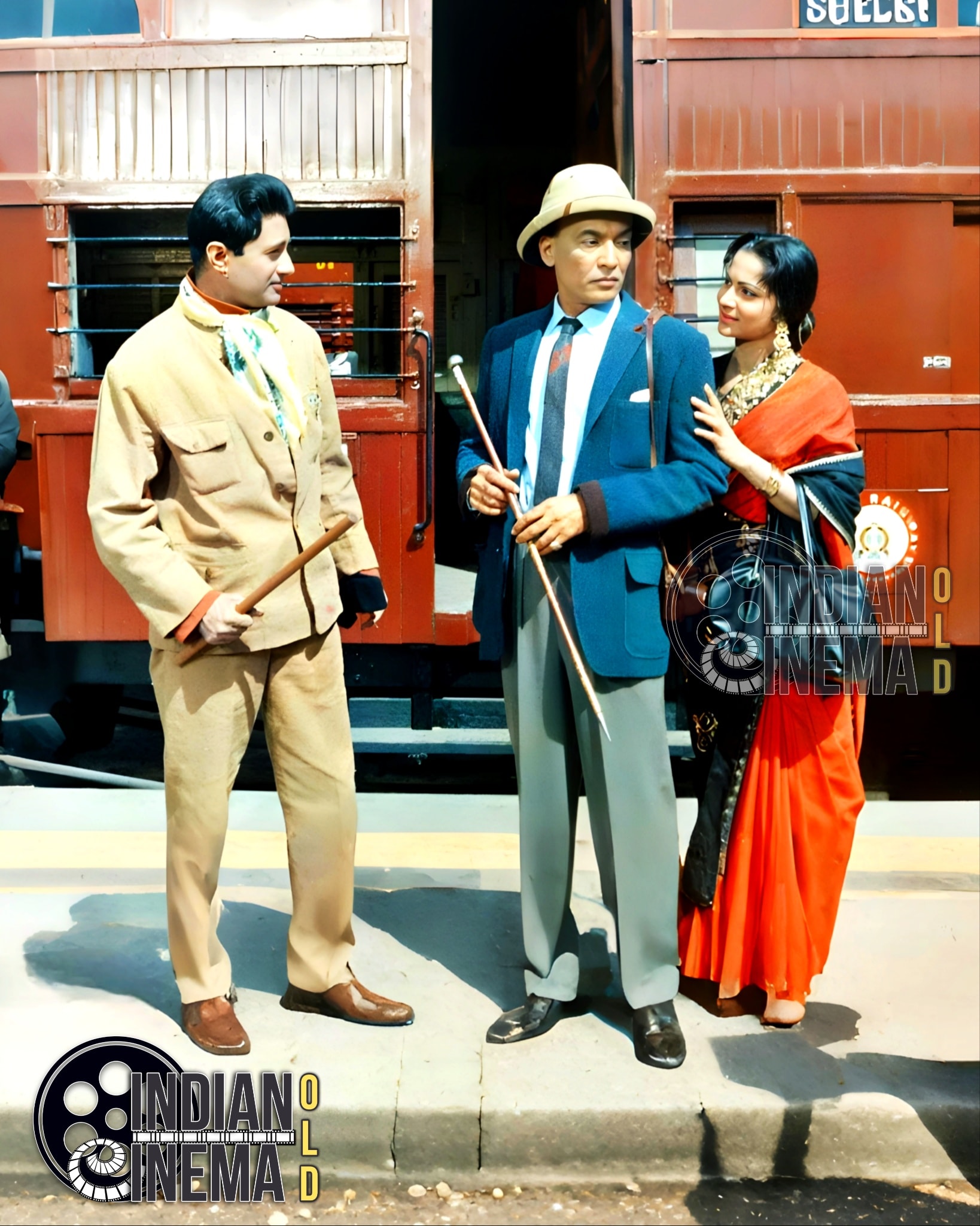 Indian - Dev Anand, Waheeda Rehman and Kishore Sahu in a scene from the ...
