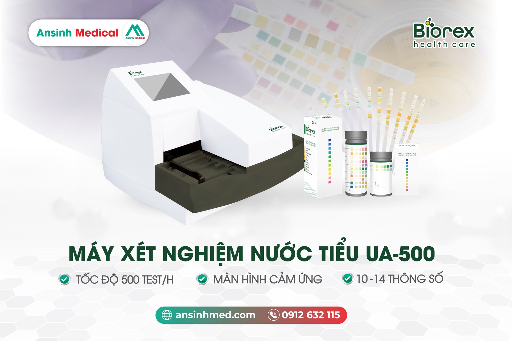 An - MÁY XÉT NGHIỆM NƯỚC TIỂU UA-500 Tốc độ 500 test/h, màn cảm ứng và ...