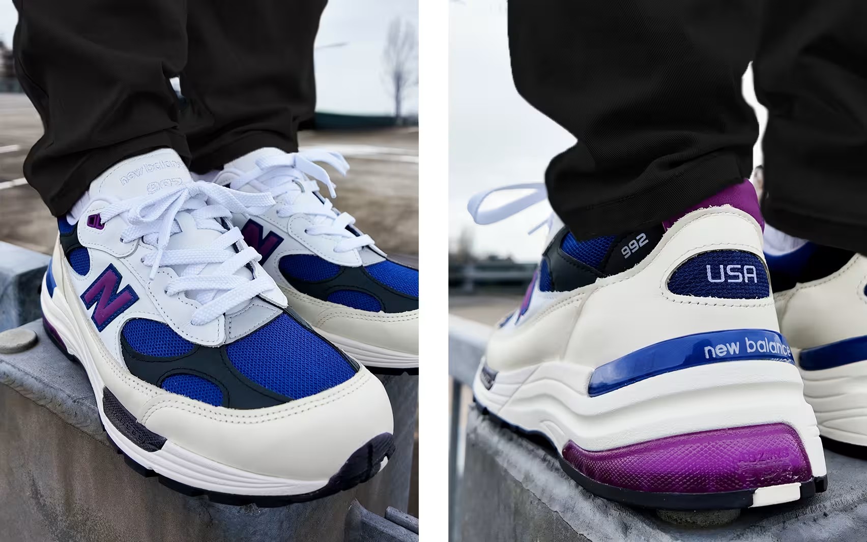 New Balance 992 White/Team Royal/Purple Fuchsia Made in USA
