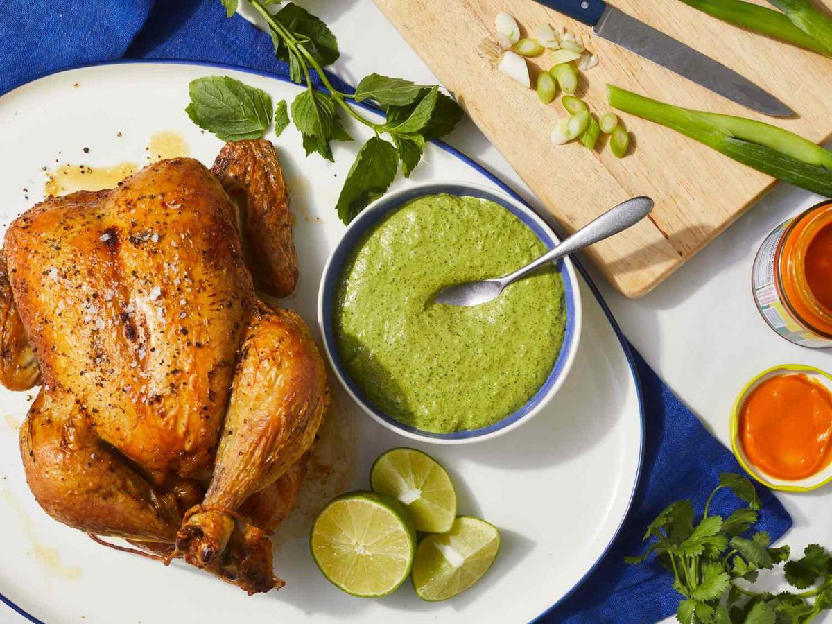 MyRecipes - This iconic creamy green sauce for roast chicken gets its ...