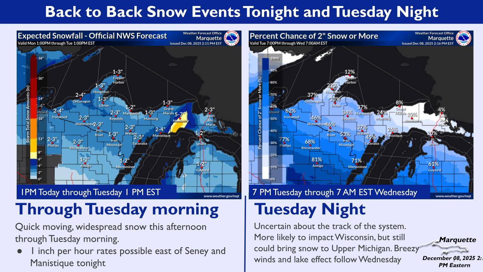 US - Two waves of snow will move through the Upper Midwest through ...