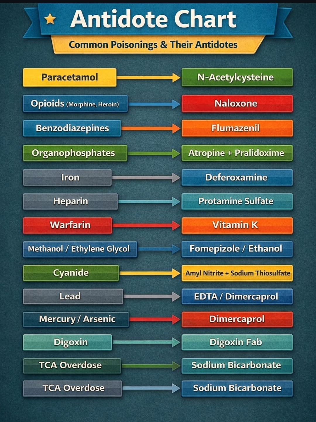 Medicophillic - Antidote chart.. Common poisoning and their antidotes Save it for later And do ...