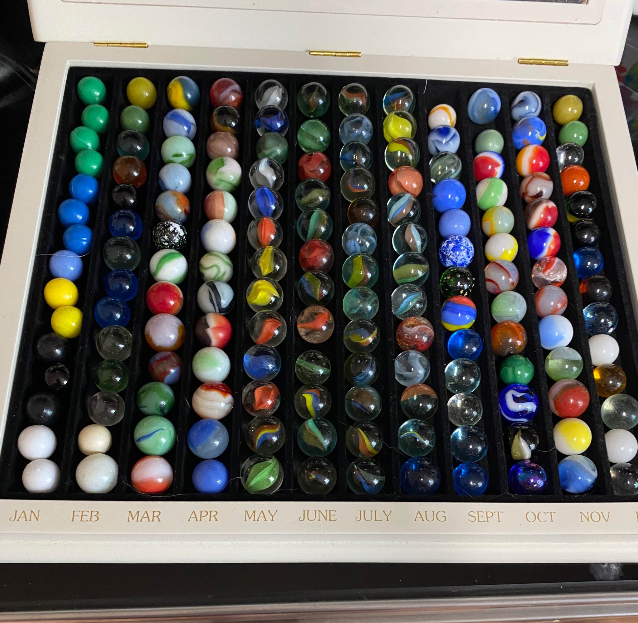 Marble Collection Display Case with vintage marbles - Marbles ...