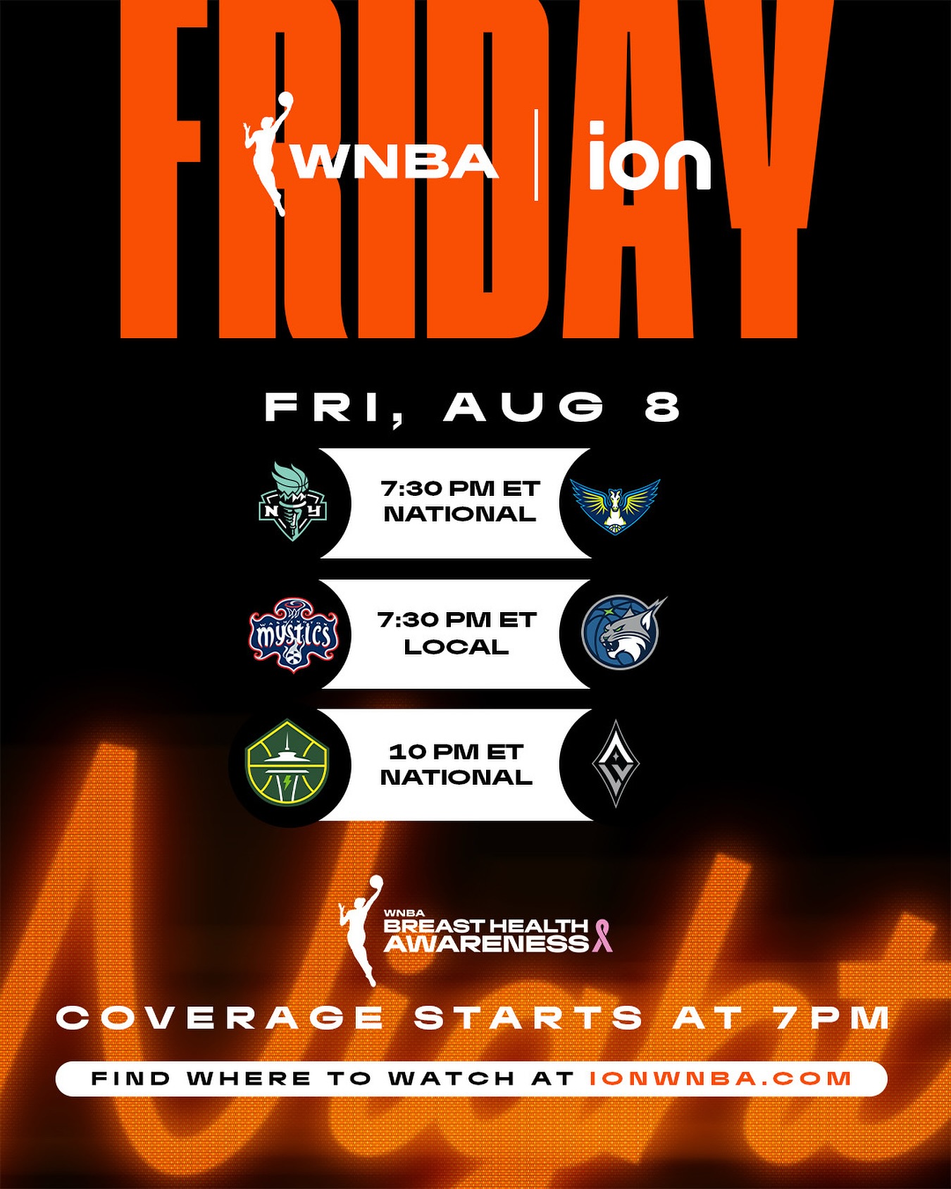 WNBA - The Friday night spotlight is on the W 🔦 Get ready for three ...