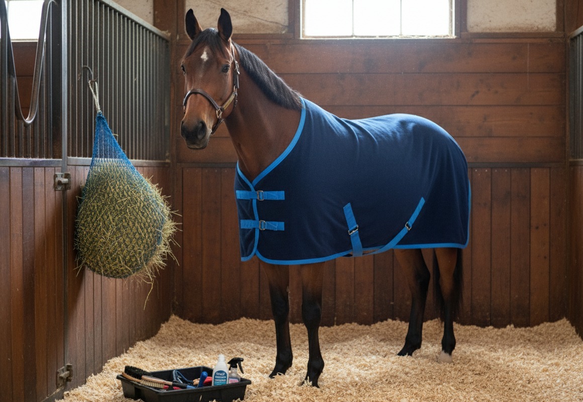 IV - The IV Horse 300g Suede Fleece Horse Rug in Navy with Baby blue ...