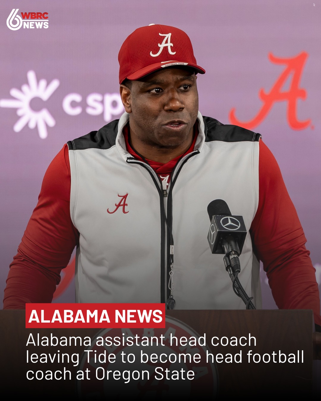 WBRC 6 News - Alabama assistant head coach and... | Facebook