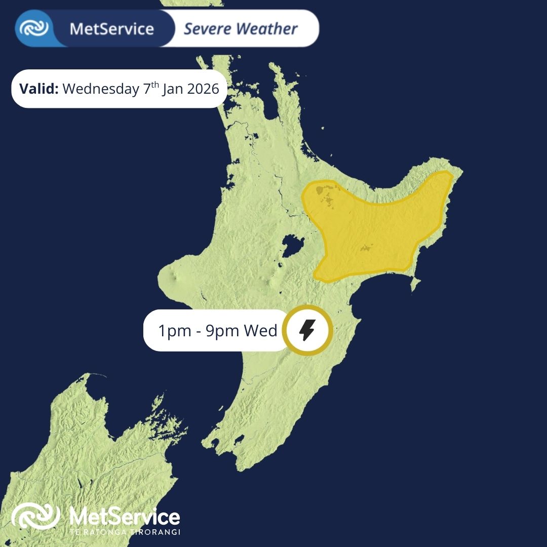 MetService - ⚡⚠️ A Severe Thunderstorm Watch has been issued Reminder ...