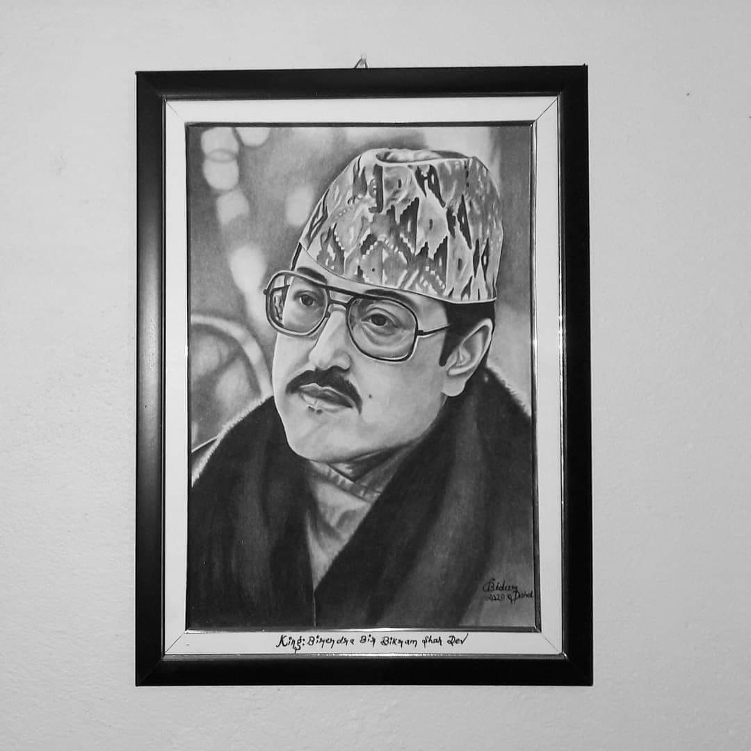 Creative art of Late King Birendra on his memory. 🙏 Art. Sandesh