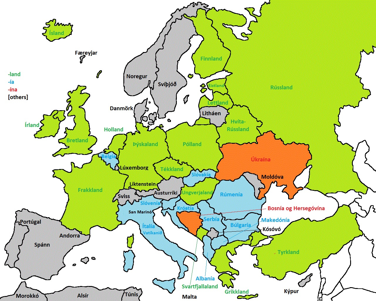 European country names in Icelandic - Online Maps Blog | Facebook
