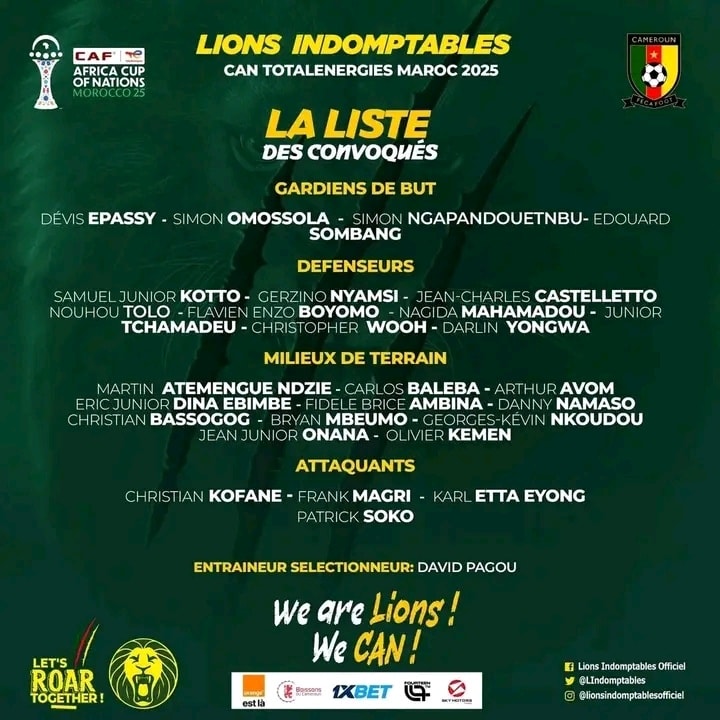 Bougouni - LA LISTE OFFICIELLE DES LIONS INDOMPTABLES POUR LA CAN MAROC ...
