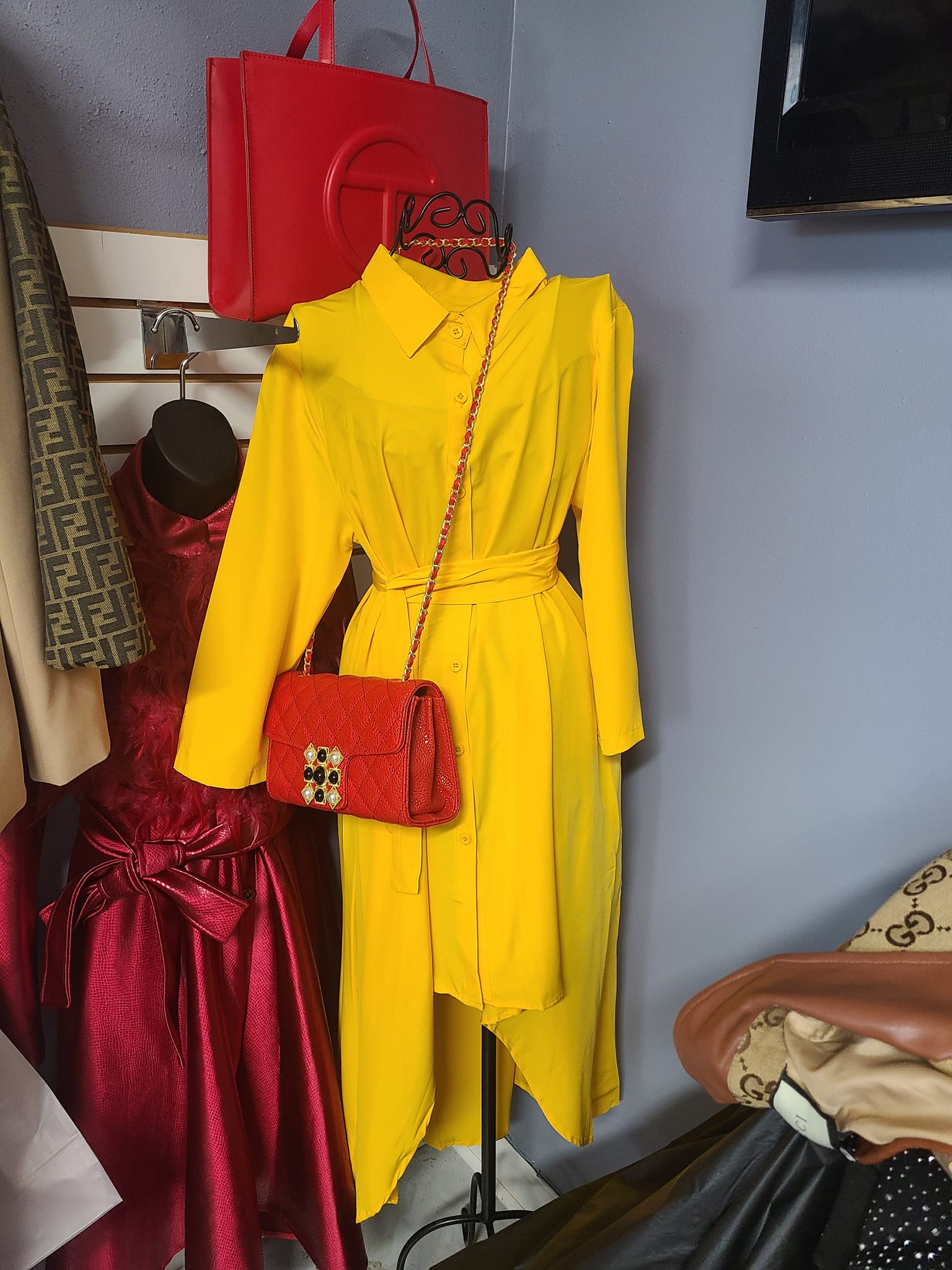 Yellow accessories for black work dresses