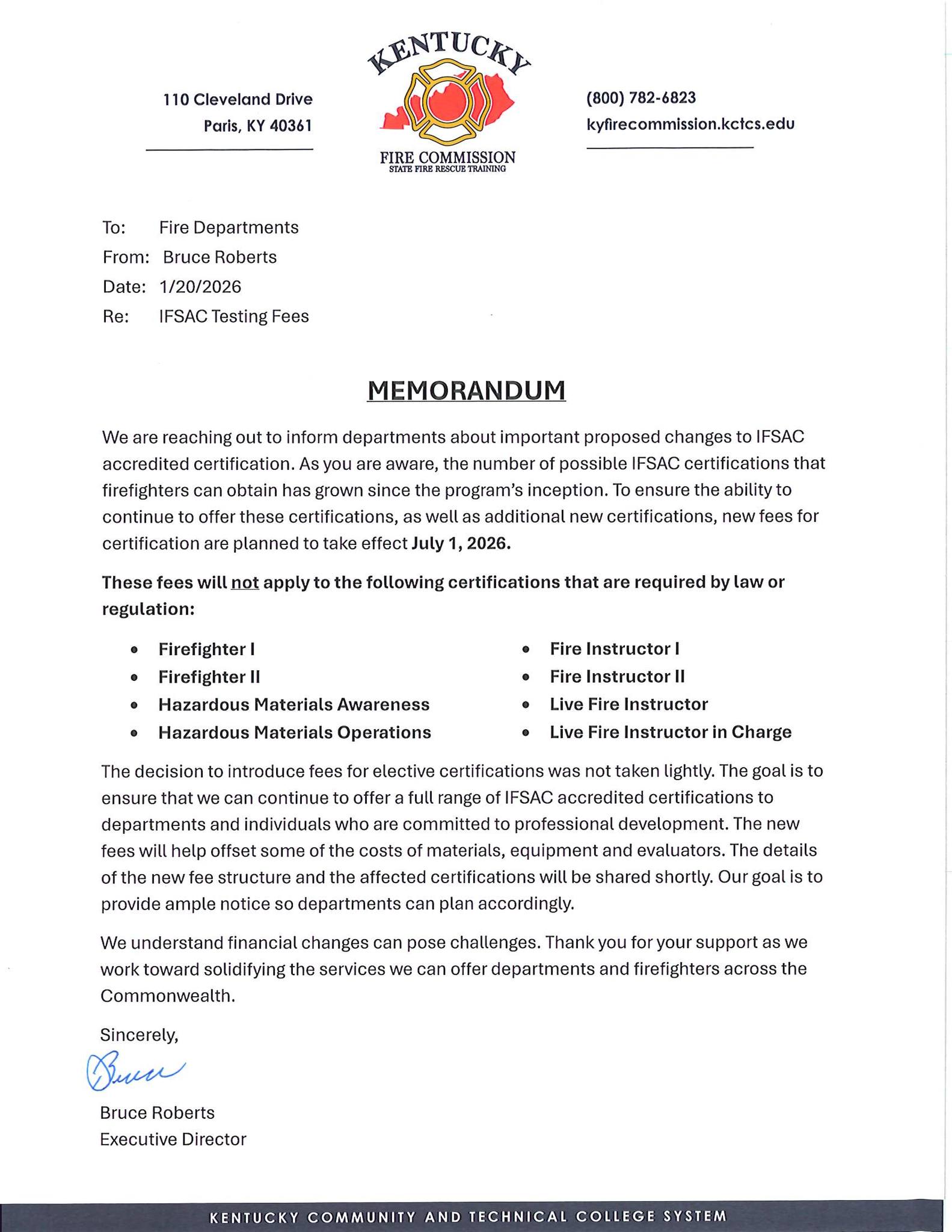 Kentucky - We are reaching out to inform departments about important ...