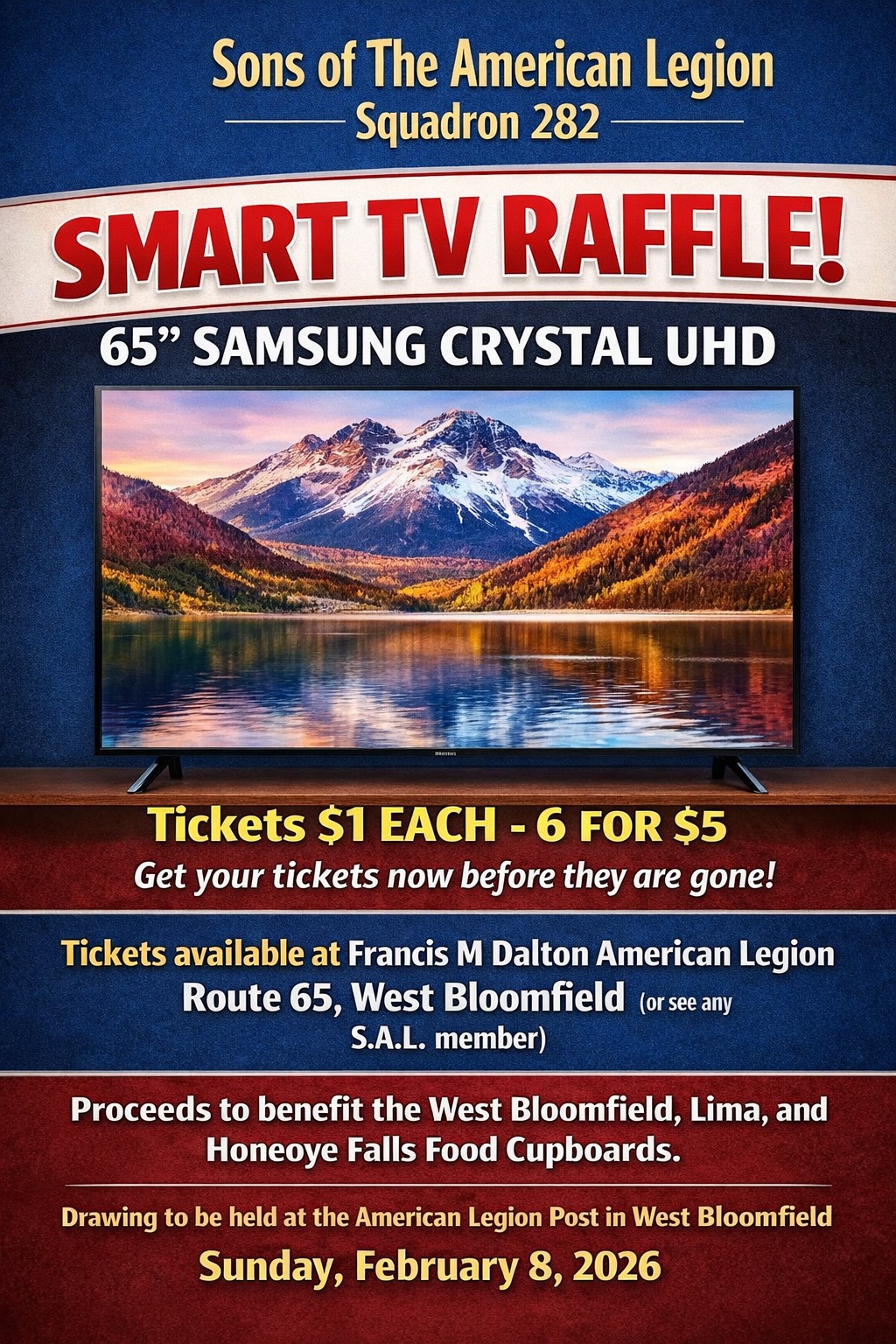 📺🎟️ SMART TV RAFFLE! WIN... - Lima American Legion Post 282 | Facebook