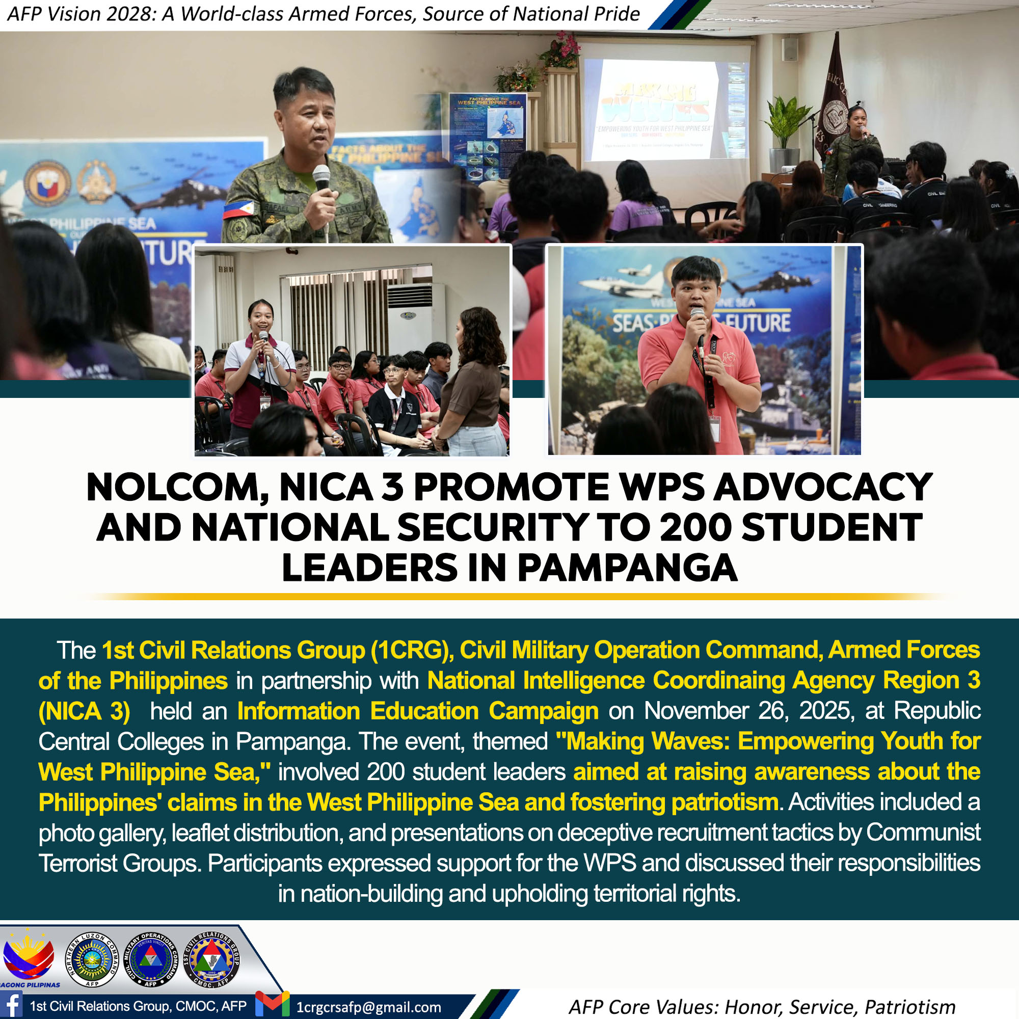 LOOK|| NOLCOM, NICA 3... - 1st Civil Relations Group, CRS AFP | Facebook