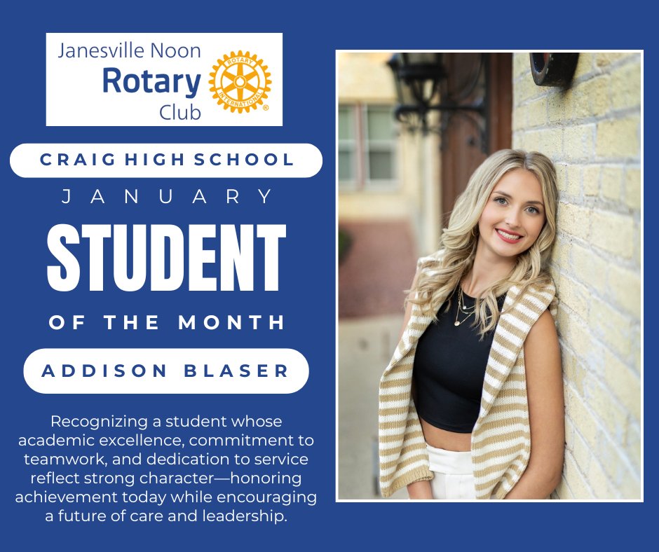 Janesville - Please help us congratulate Addison Blaser, a Craig High ...