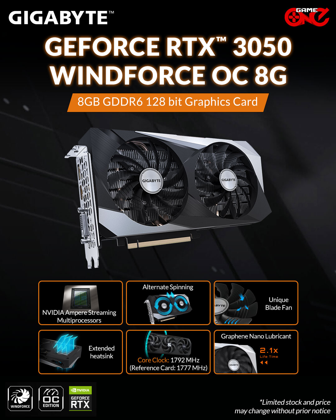 Game - Power meets cool! Gigabyte GeForce RTX 3050 Windforce OC V2 8GB ...