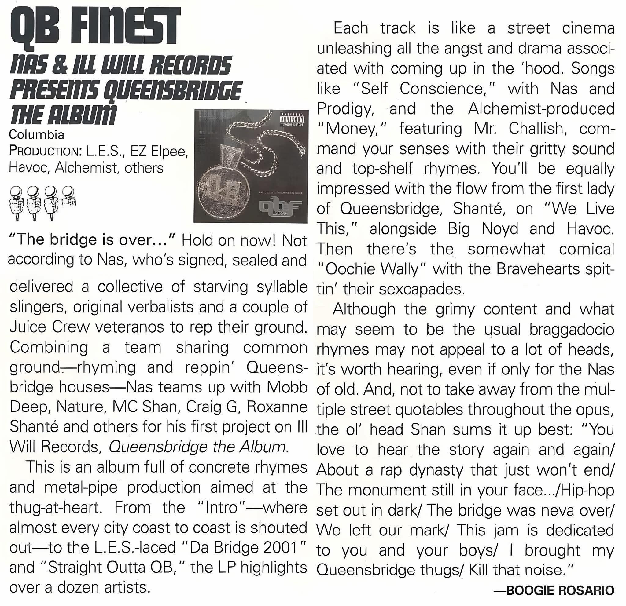 The Source's review and mic rating for QB Finest - Nas & Ill Will