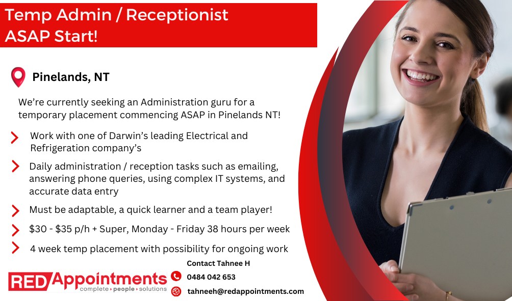 RED - 📢 We're Hiring! Temporary Admin Superstar Wanted! 📢 💼Position ...