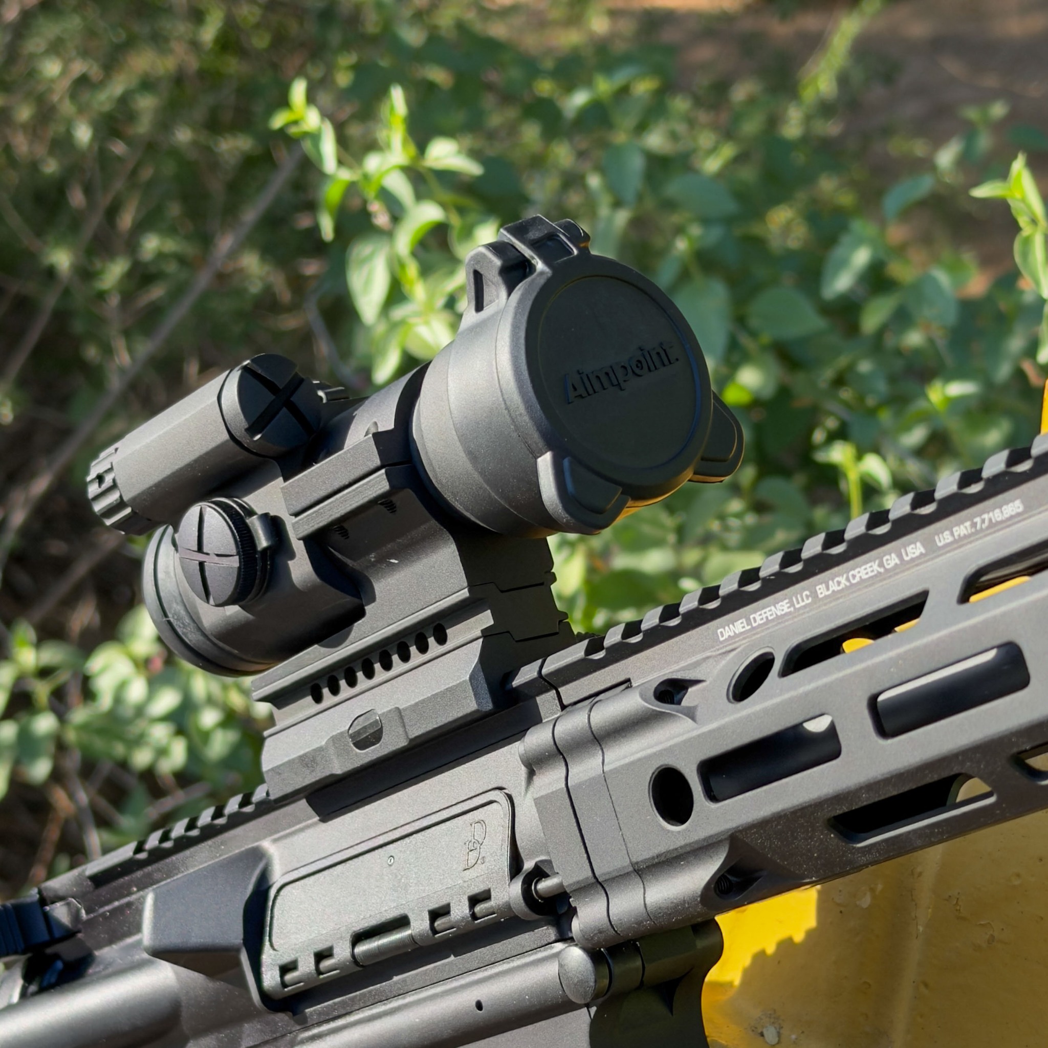 The Aimpoint Patrol Rifle Optic sits flawlessly atop this Daniel
